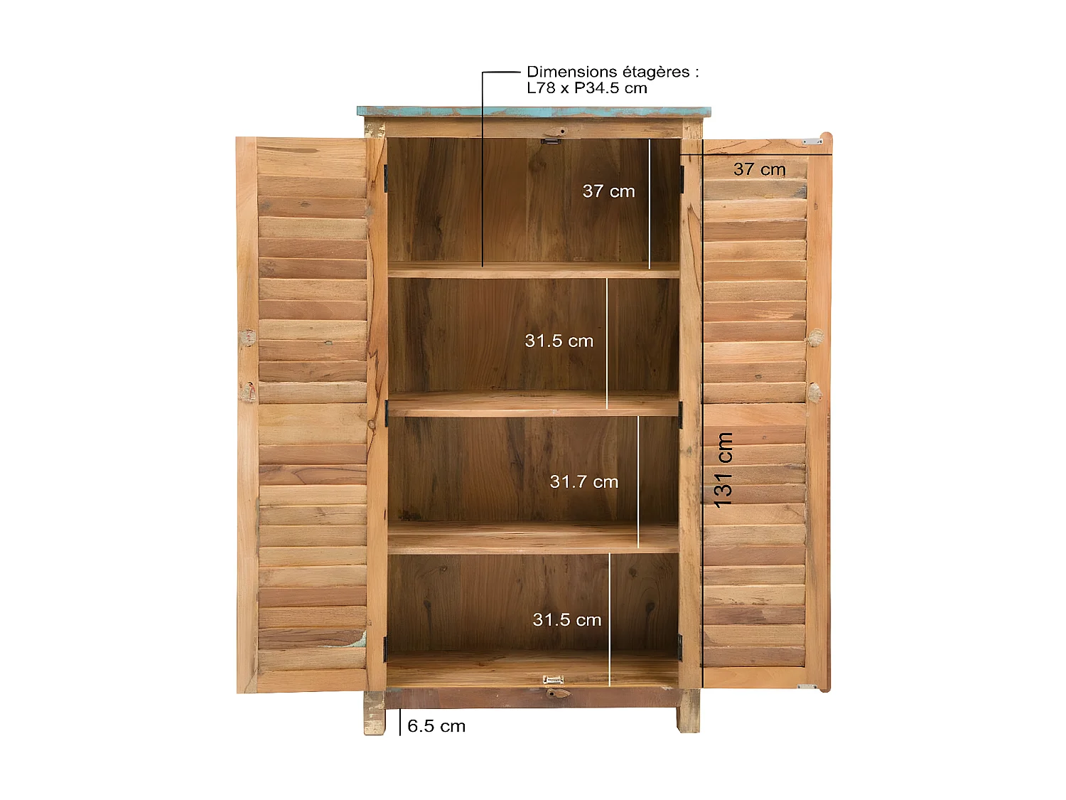 Armario de madera colorido Ethnik con 2 puertas y 3 estantes