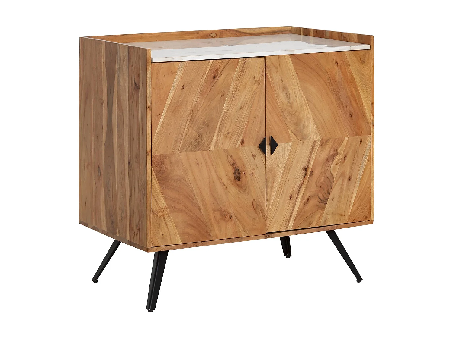 Mueble de baño de madera de acacia y mármol Aloé con almacenamiento