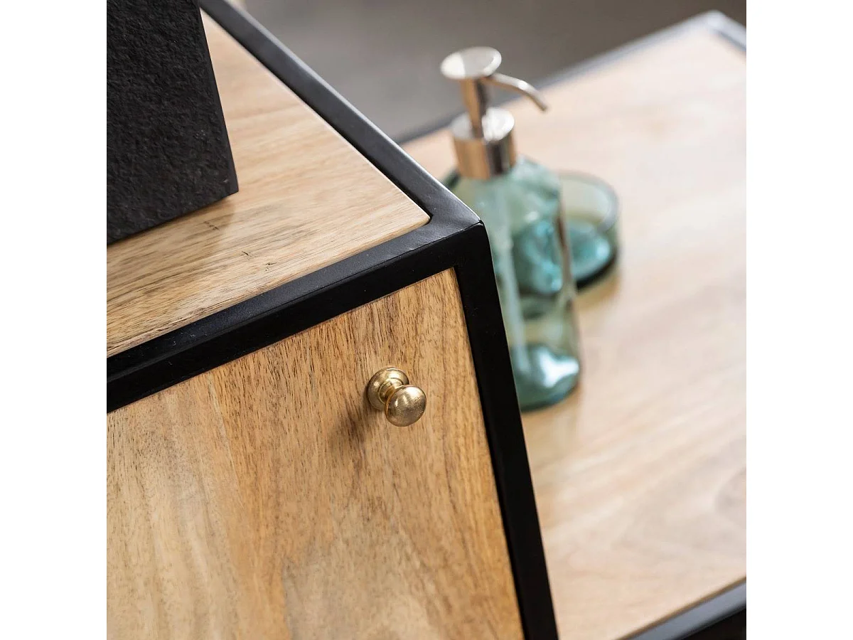 Meuble sous vasque en bois de manguier et métal Agathe