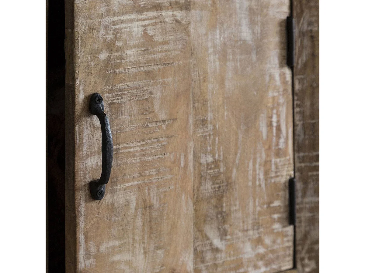 Mueble de baño de madera de mango blanqueado Sienna con 5 estantes y amplia superficie