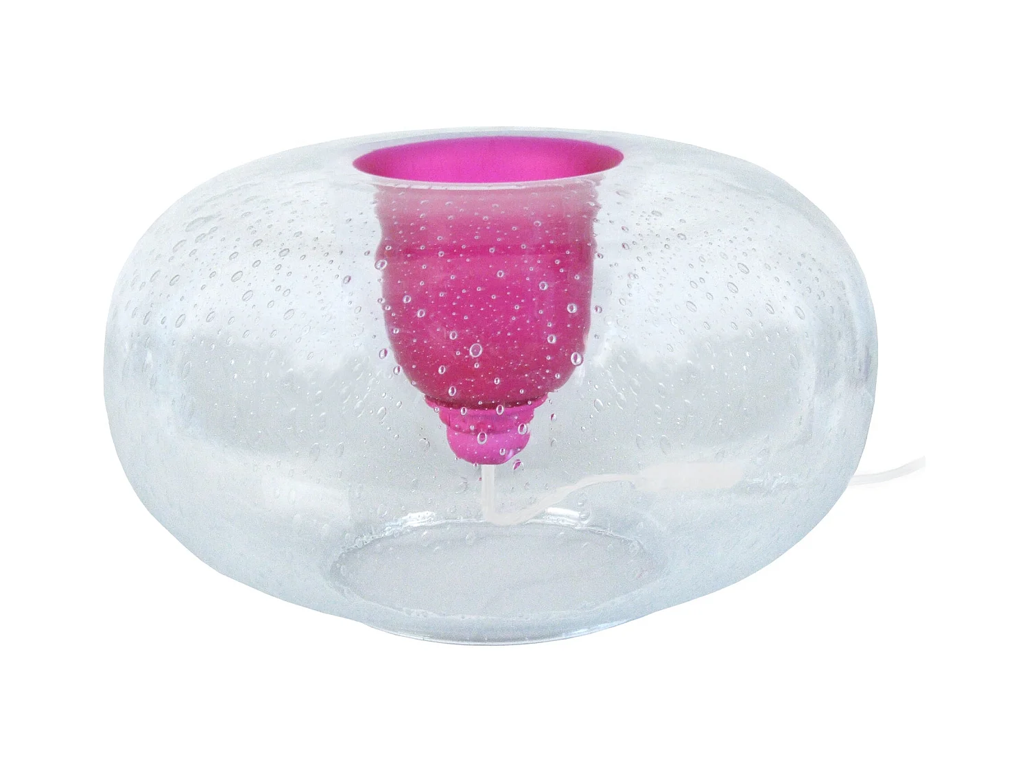 Lampe a Poser TOSEL ,verre,Rose , H19xD35xP35cm