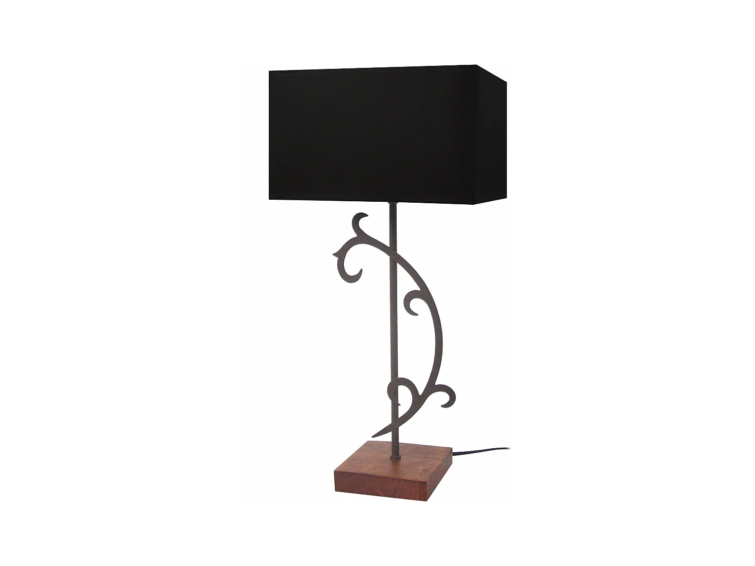 Lampe a poser carré métal  foncé,noir 31 cm.