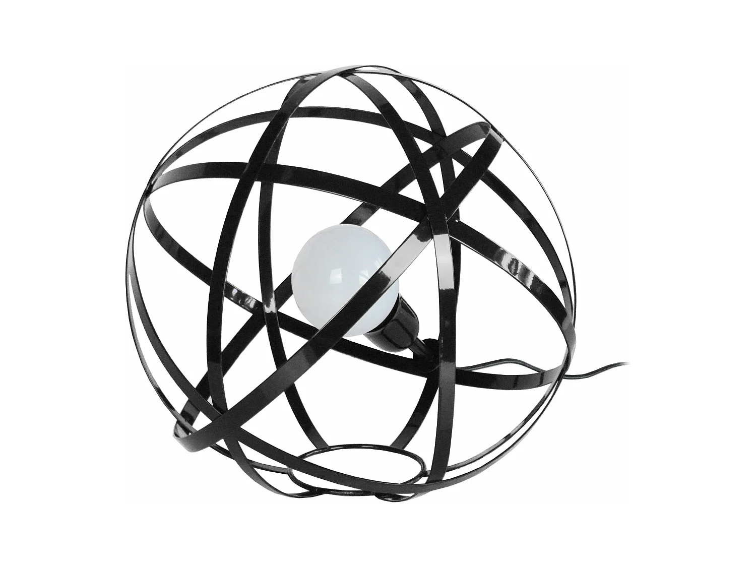 Lampe a poser globe métal  noir 30 cm.