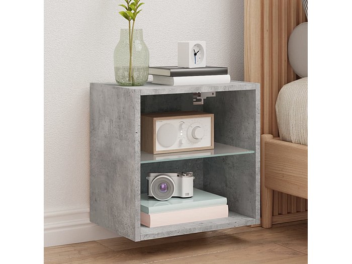 Set di 2 Comodini da Parete con Cassetto 46x30x15 cm Effetto Cemento / Grigio Scuro [en.casa] | Leroy Merlin