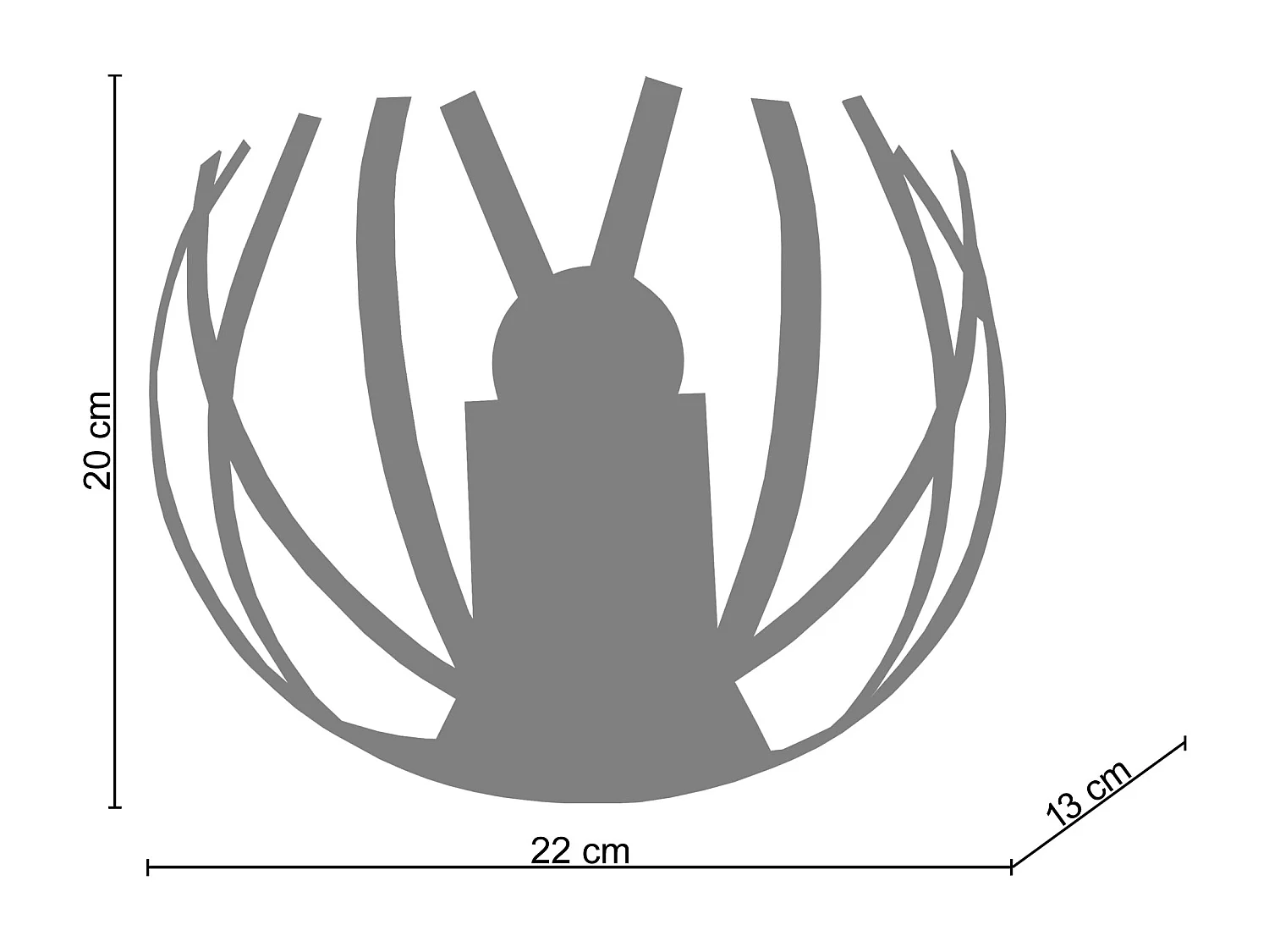 Aplique TOSEL CRAB metal meia tigela Dourado D22 x  H13  cm