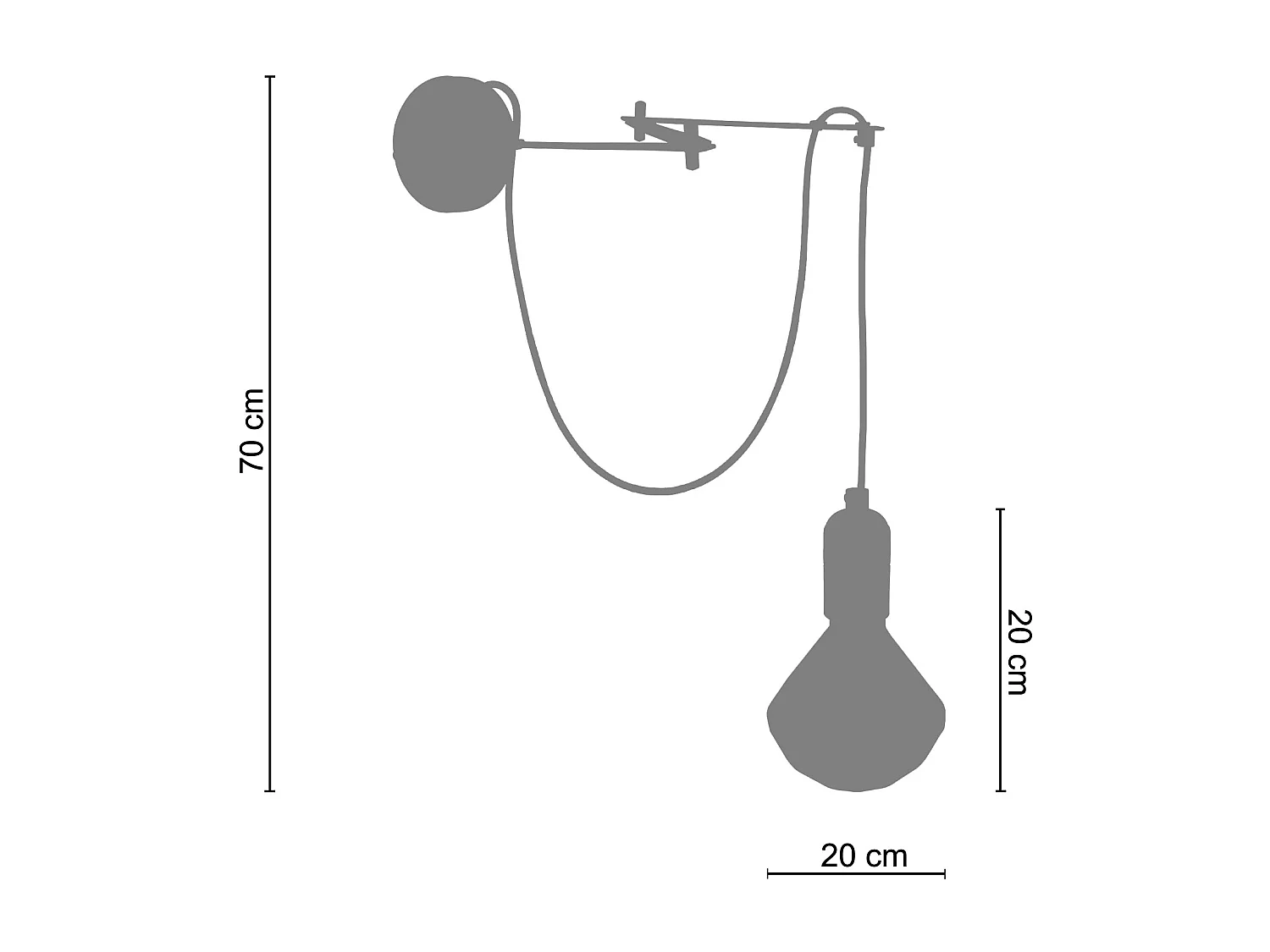 Applique ampoule deco métal articulé  70cm.