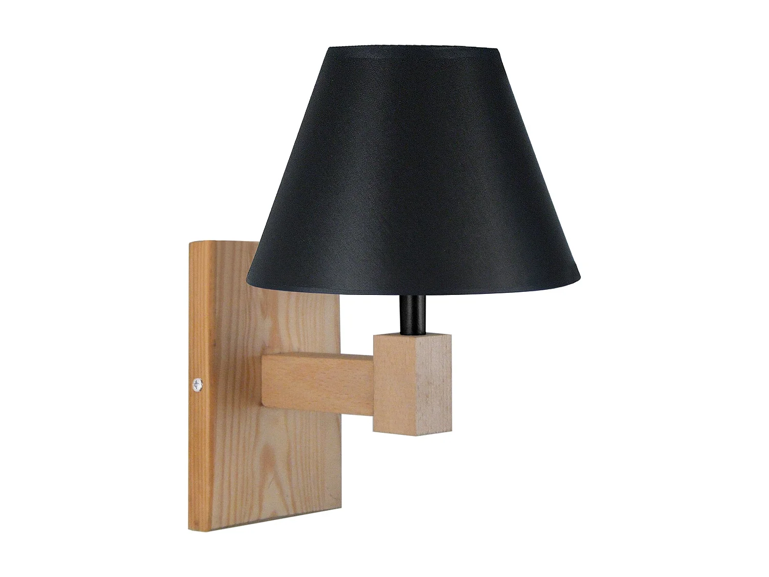 Applique abat-jour cone noir bois 20cm.