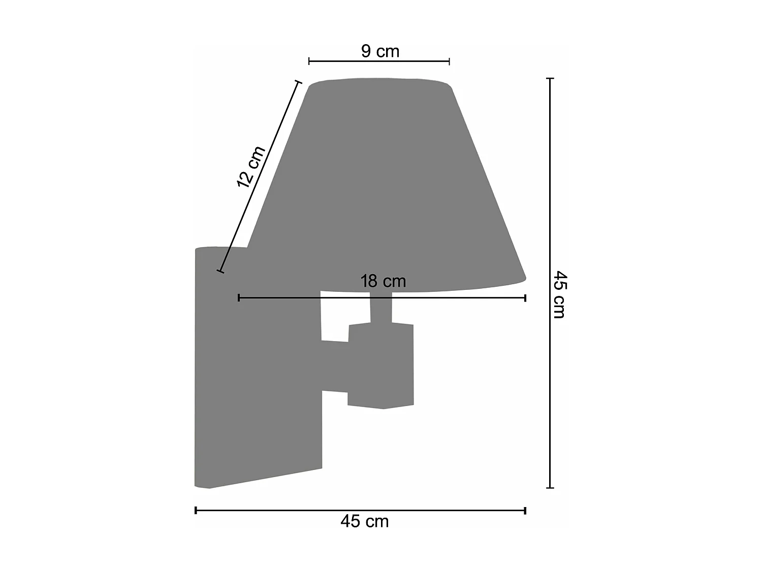 Applique abat-jour cone noir bois 20cm.