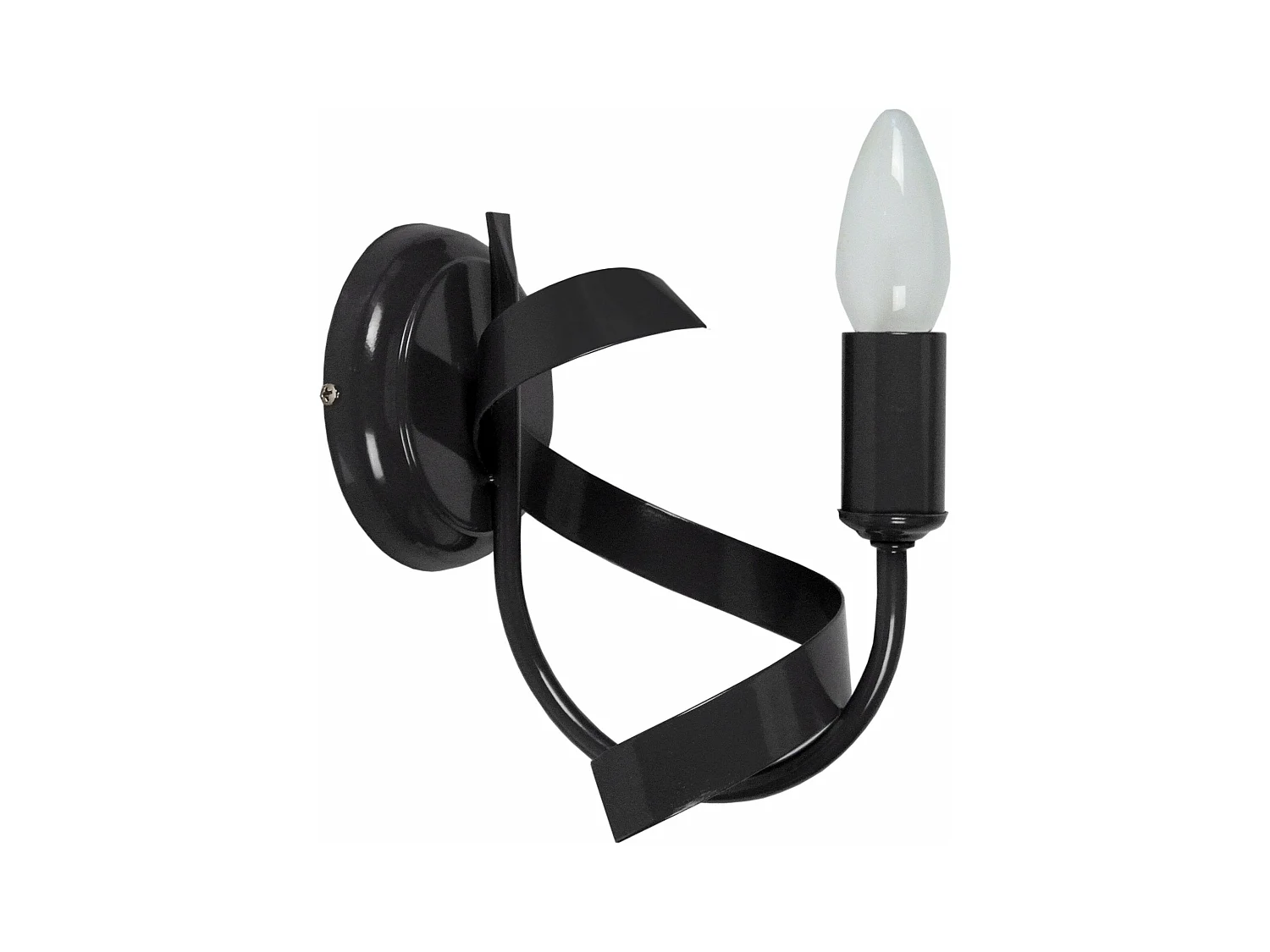 Applique bougie, métal noir 13 cm.