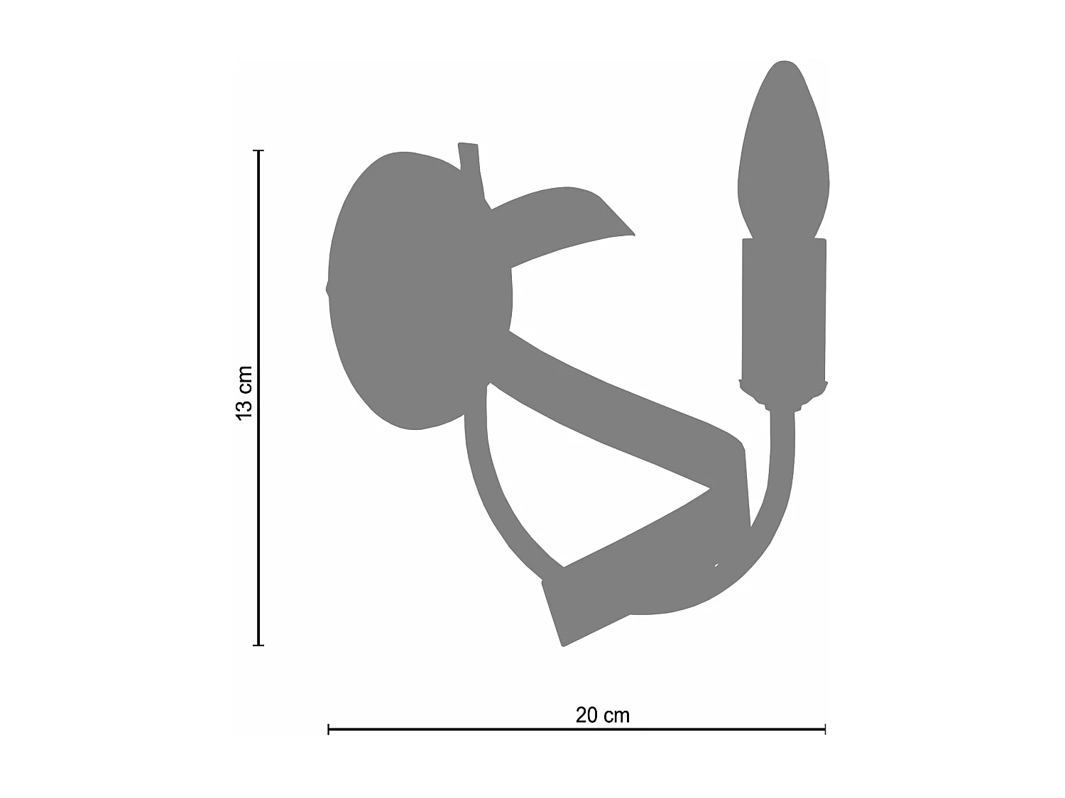 Applique bougie, métal noir 13 cm.