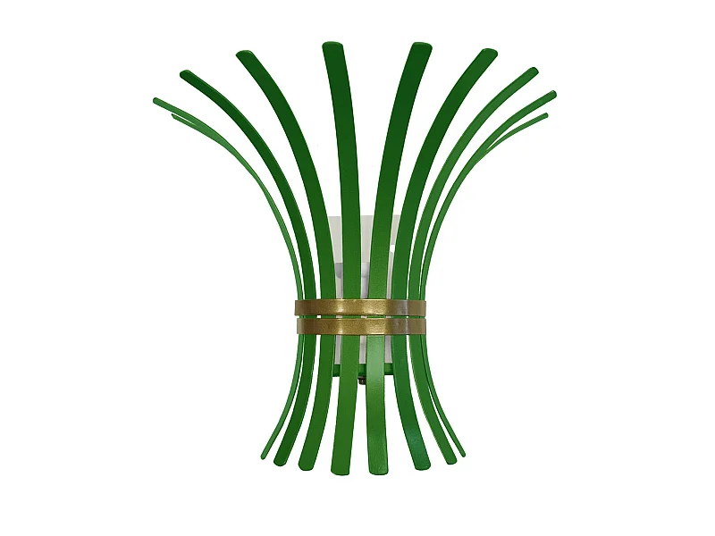 Aplique TOSEL JUPE INDIENNE metal geométrico verde dourado D30 x  H15  cm