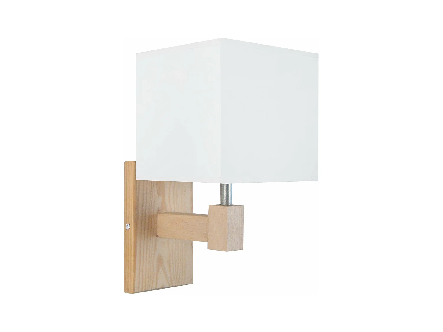 Applique bois naturel tissu carré blanc 20 cm.