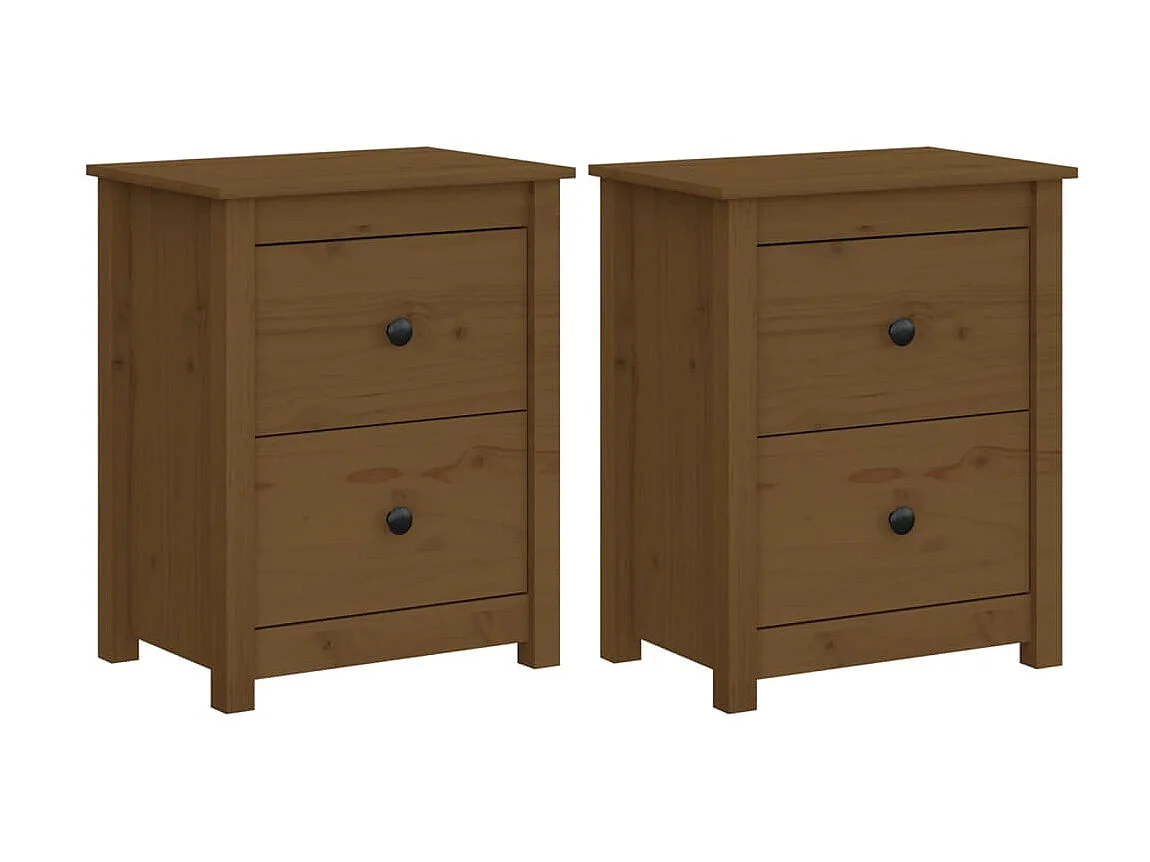 2 pz Comodini Miele 50x35x61,5 cm in Legno Massello di Pino CFW216899