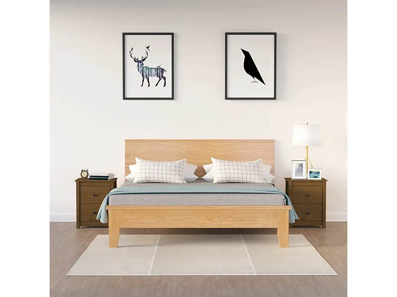 2 pz Comodini Miele 50x35x61,5 cm in Legno Massello di Pino CFW216899