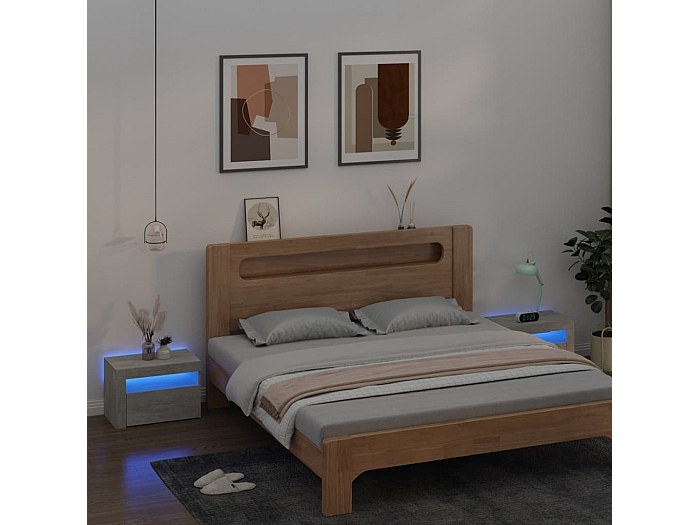Recensioni Comodino Hommpa LED grigio con luce a LED, moderno tavolo da