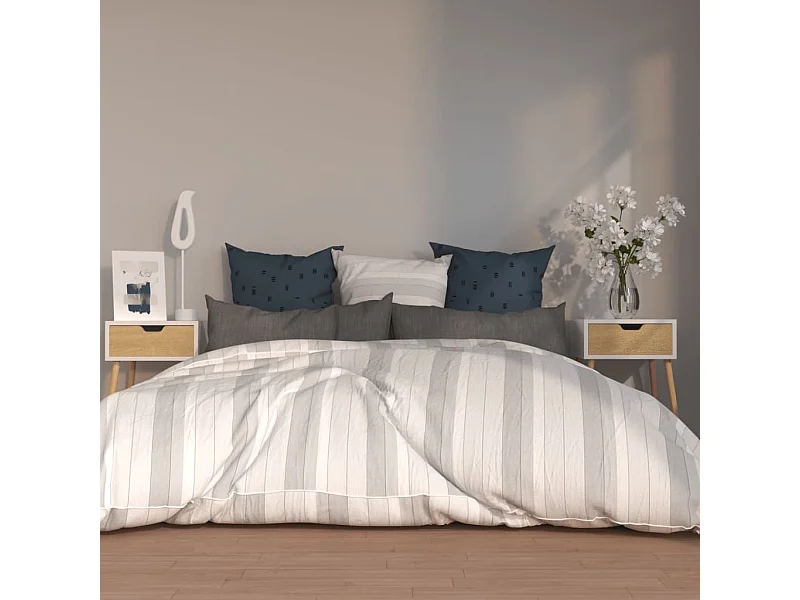 2 pz Comodini Bianco Rovere Sonoma 40x40x56cm Legno Multistrato CFW590827