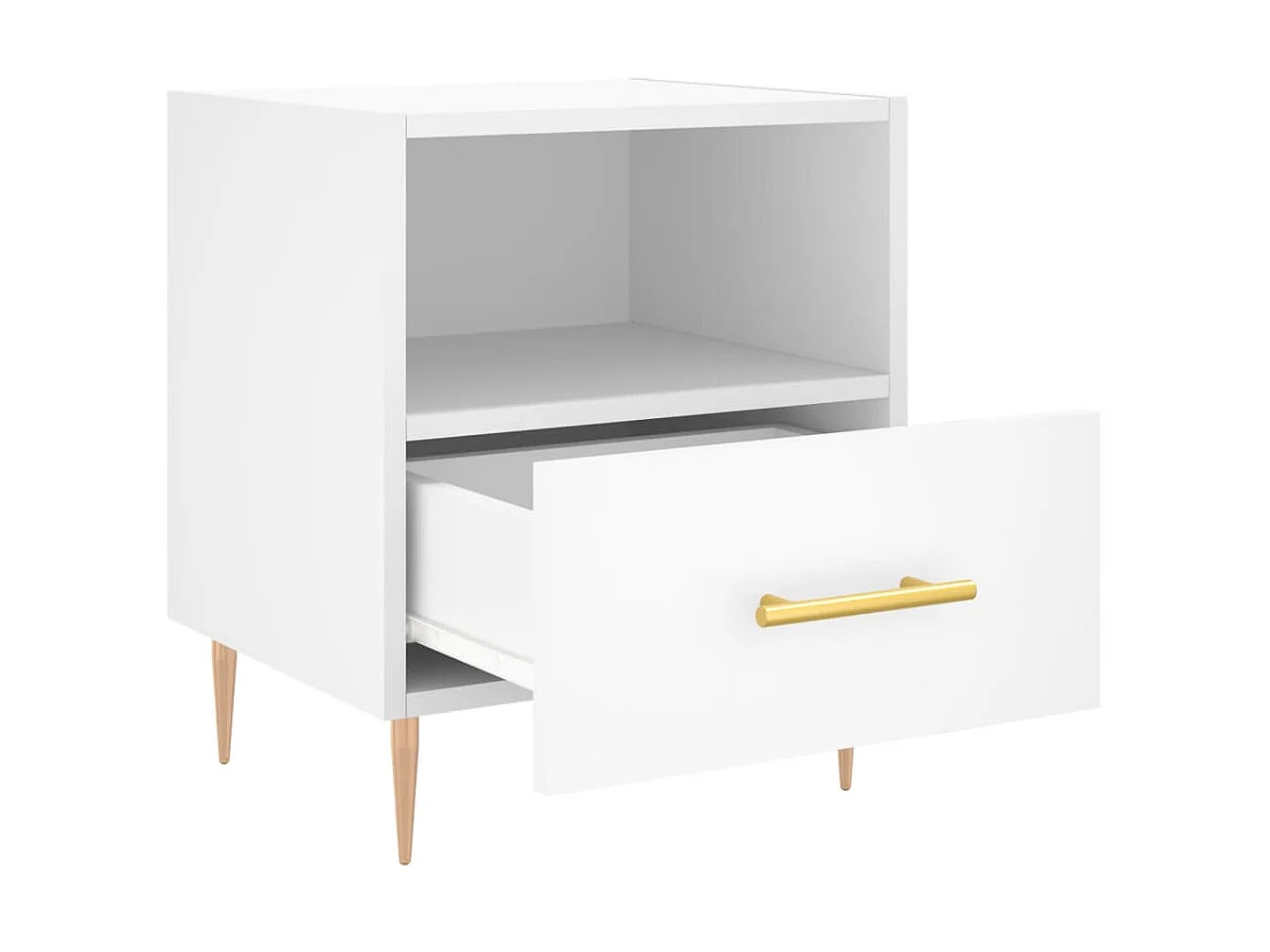 Comodino Bianco 40x35x47,5 cm in Legno Multistrato CFW486305