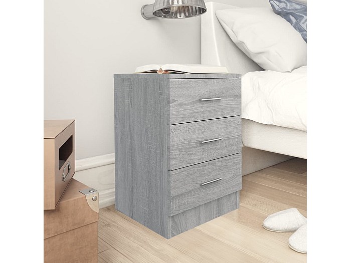VidaXL Testiera Letto Con Comodini Pensili In Legno Multistrato - Grigio Sonoma - 2