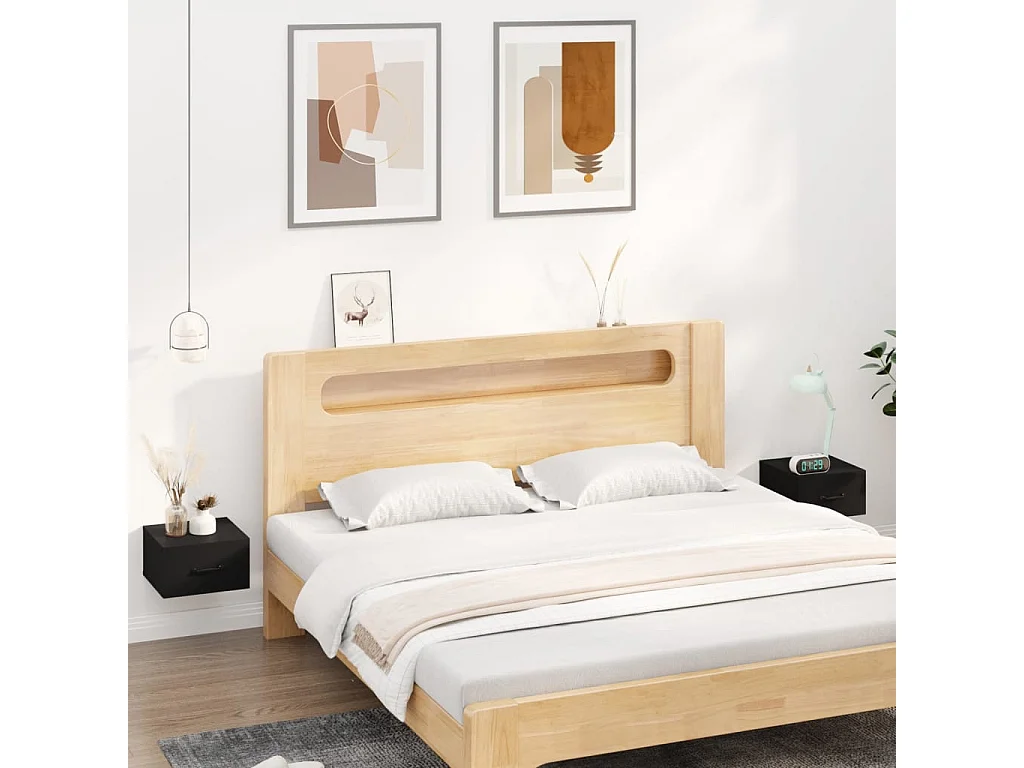 2 pz Comodini a Muro Neri 35x35x20 cm CFW643111