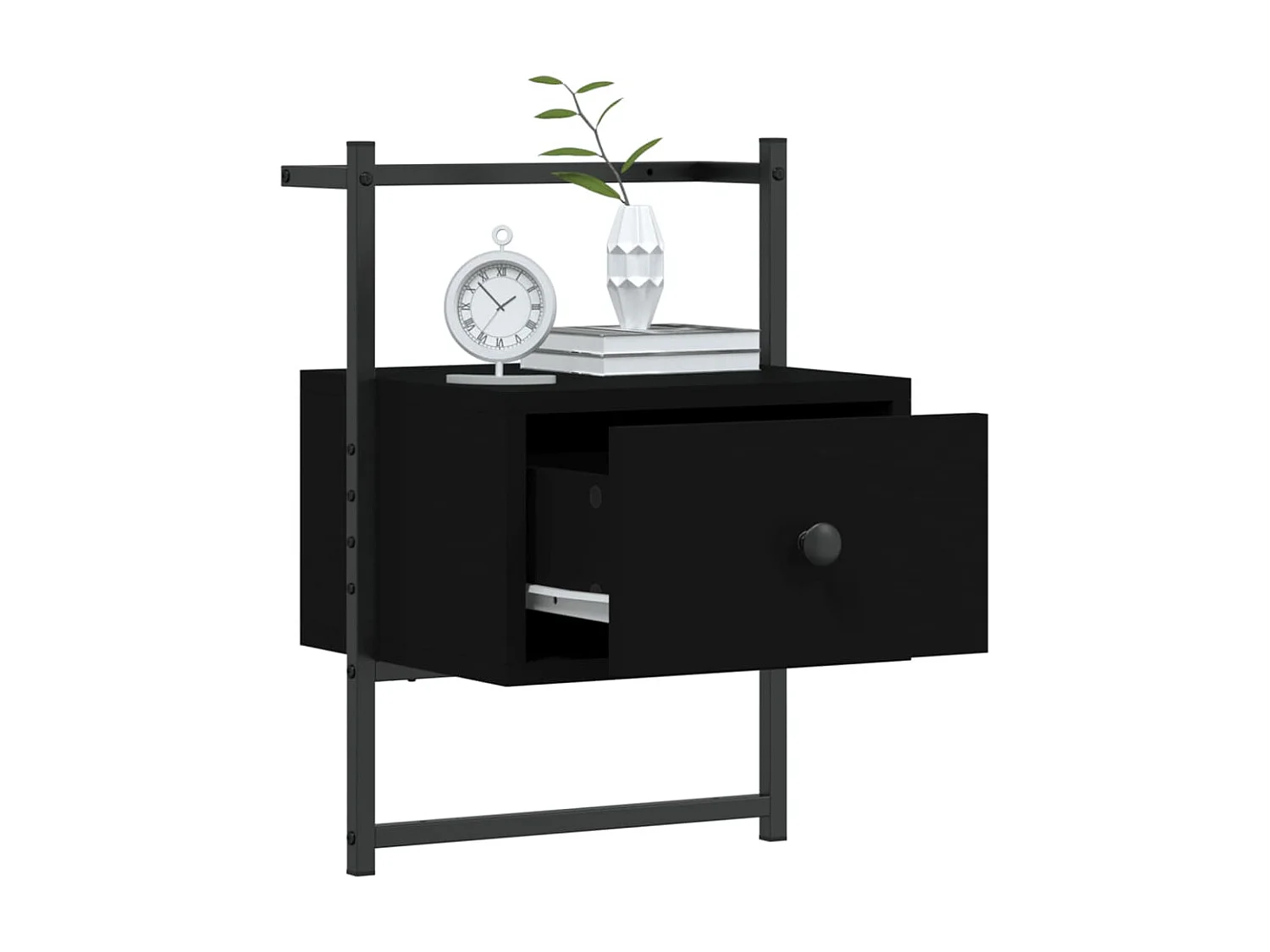 Comodino a Muro Nero 35x30x51 cm Legno Multistrato CFW822283