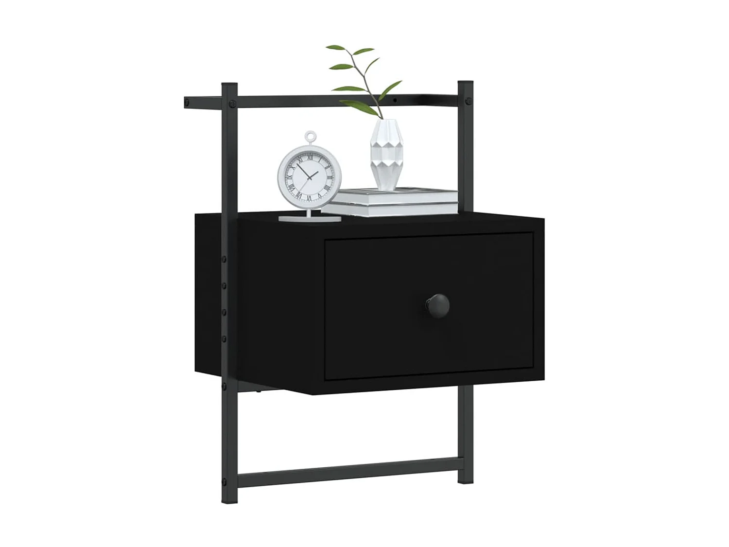 Comodino a Muro Nero 35x30x51 cm Legno Multistrato CFW822283