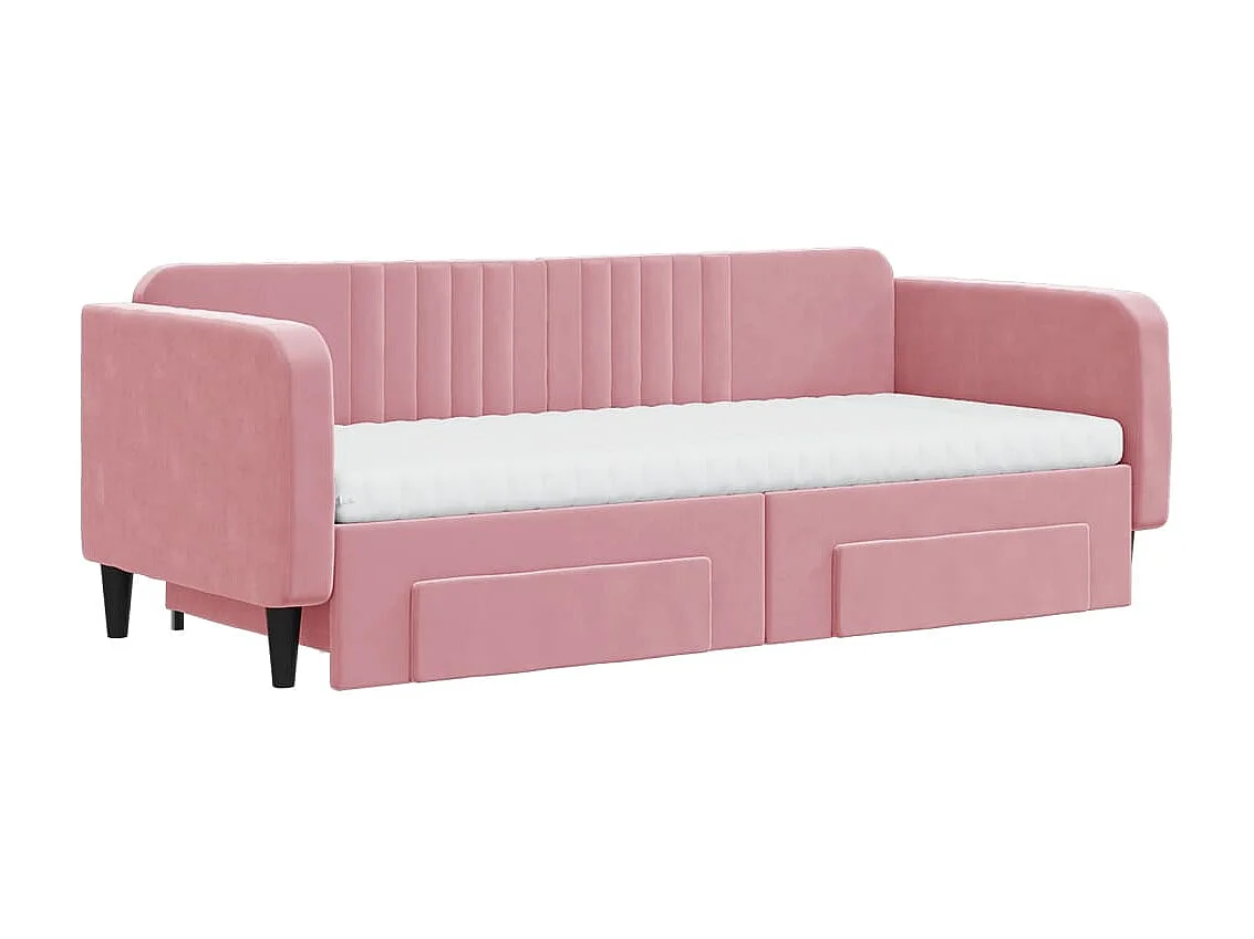 Tagesbett Ausziehbar,Ausziehbett mit Schubladen Rosa 90x200 cm Samt -gkd99922