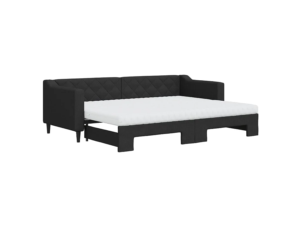 Tagesbett Ausziehbar,Ausziehbett mit Matratzen Schwarz 80x200 cm Stoff -gkd90893
