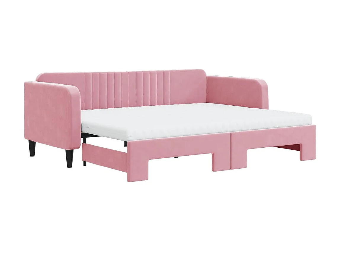 Tagesbett Ausziehbar,Ausziehbett mit Matratzen Rosa 90x200 cm Samt -gkd46187