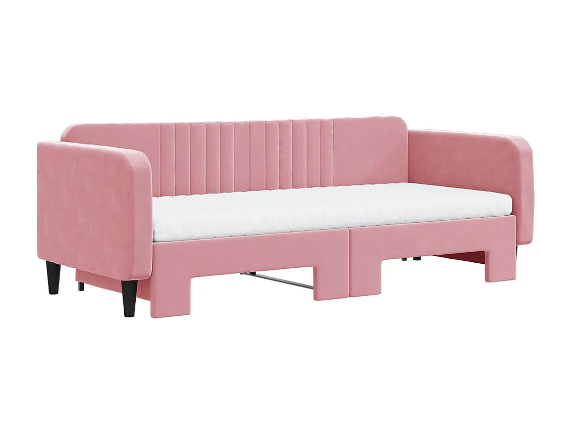Tagesbett Ausziehbar,Ausziehbett mit Matratzen Rosa 90x200 cm Samt -gkd46187