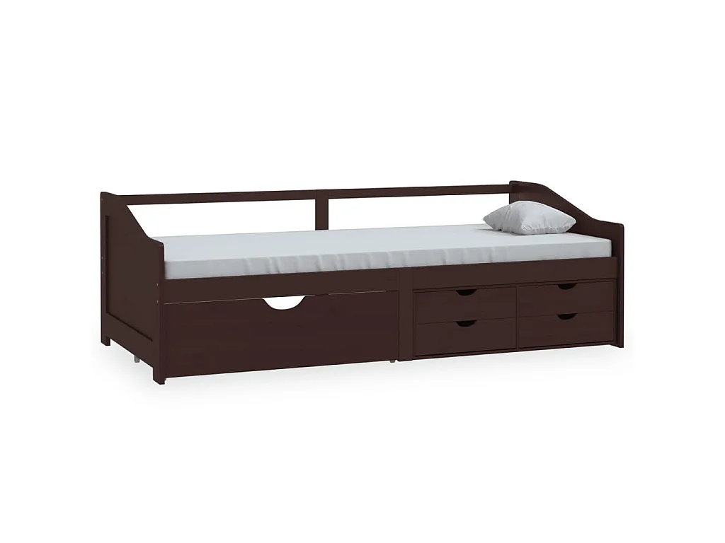 Divano Letto 3 Posti e Cassetti Marrone Scuro in Pino 90x200cm CFW971398