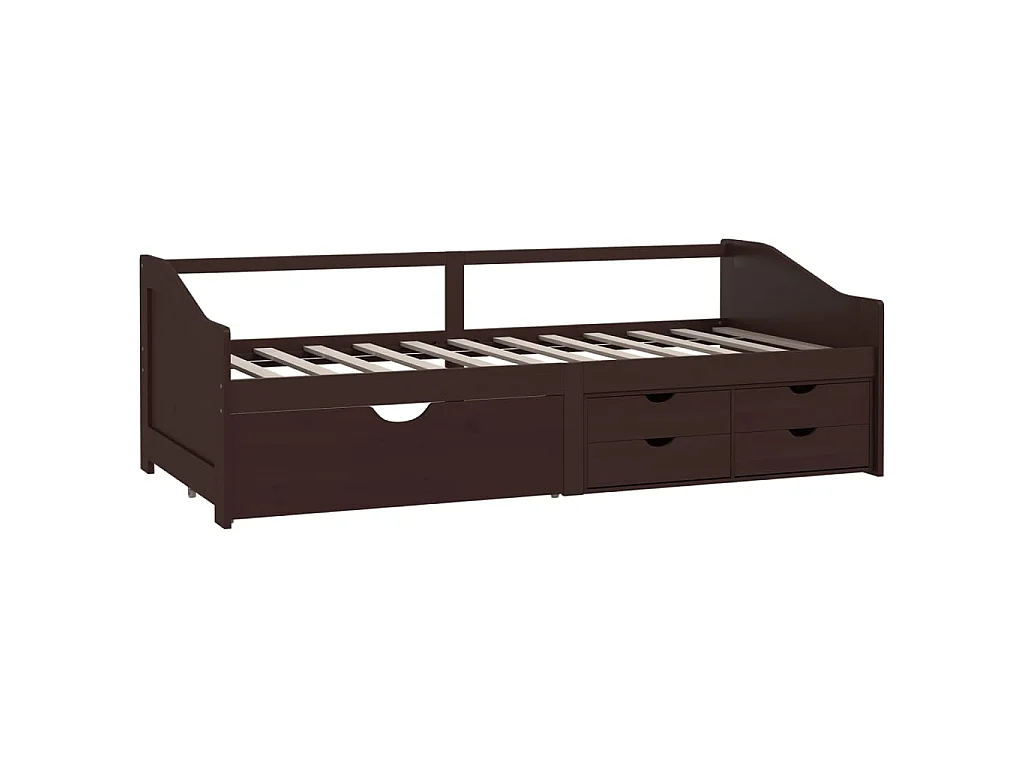 Divano Letto 3 Posti e Cassetti Marrone Scuro in Pino 90x200cm CFW971398