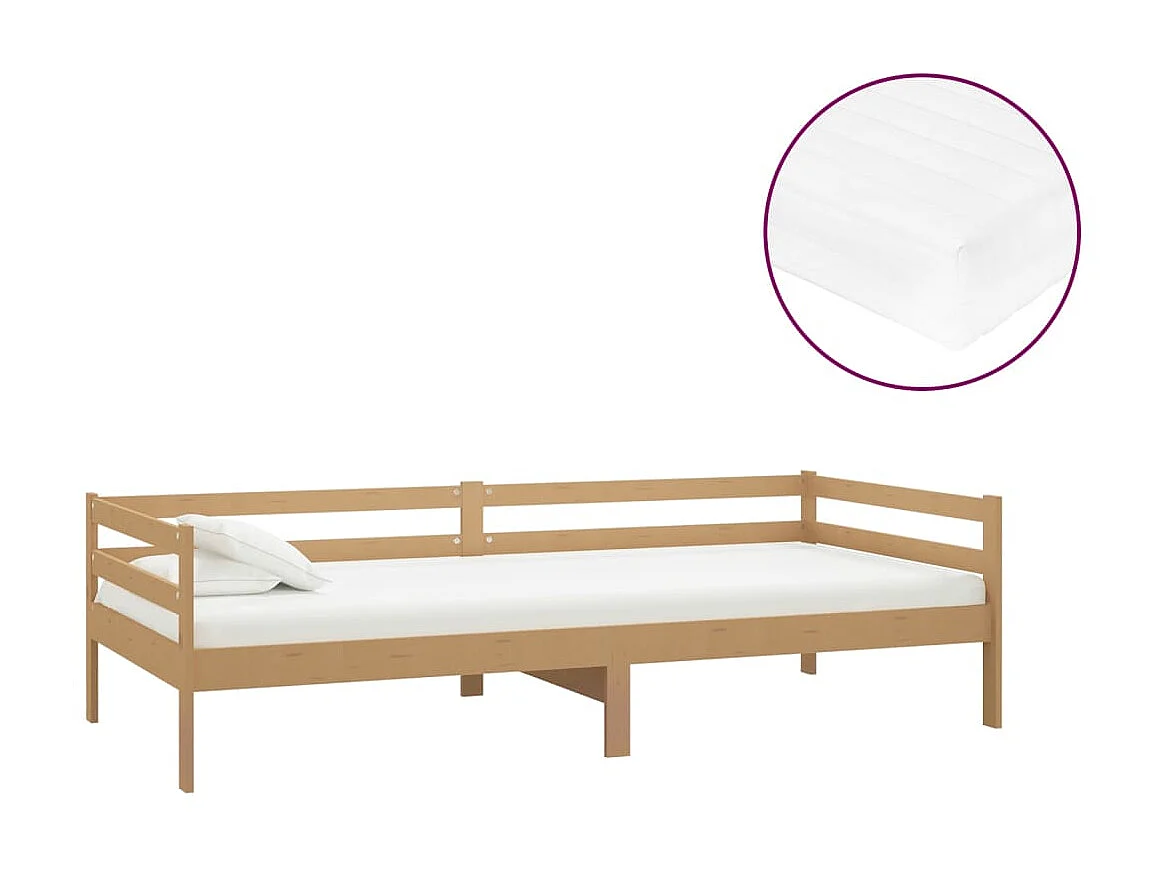 Divano Letto con Materasso 90x200 cm Miele in Legno di Pino CFW567527