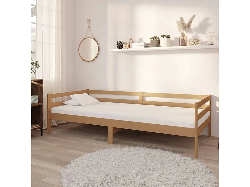 Divano Letto con Materasso 90x200 cm Miele in Legno di Pino CFW567527