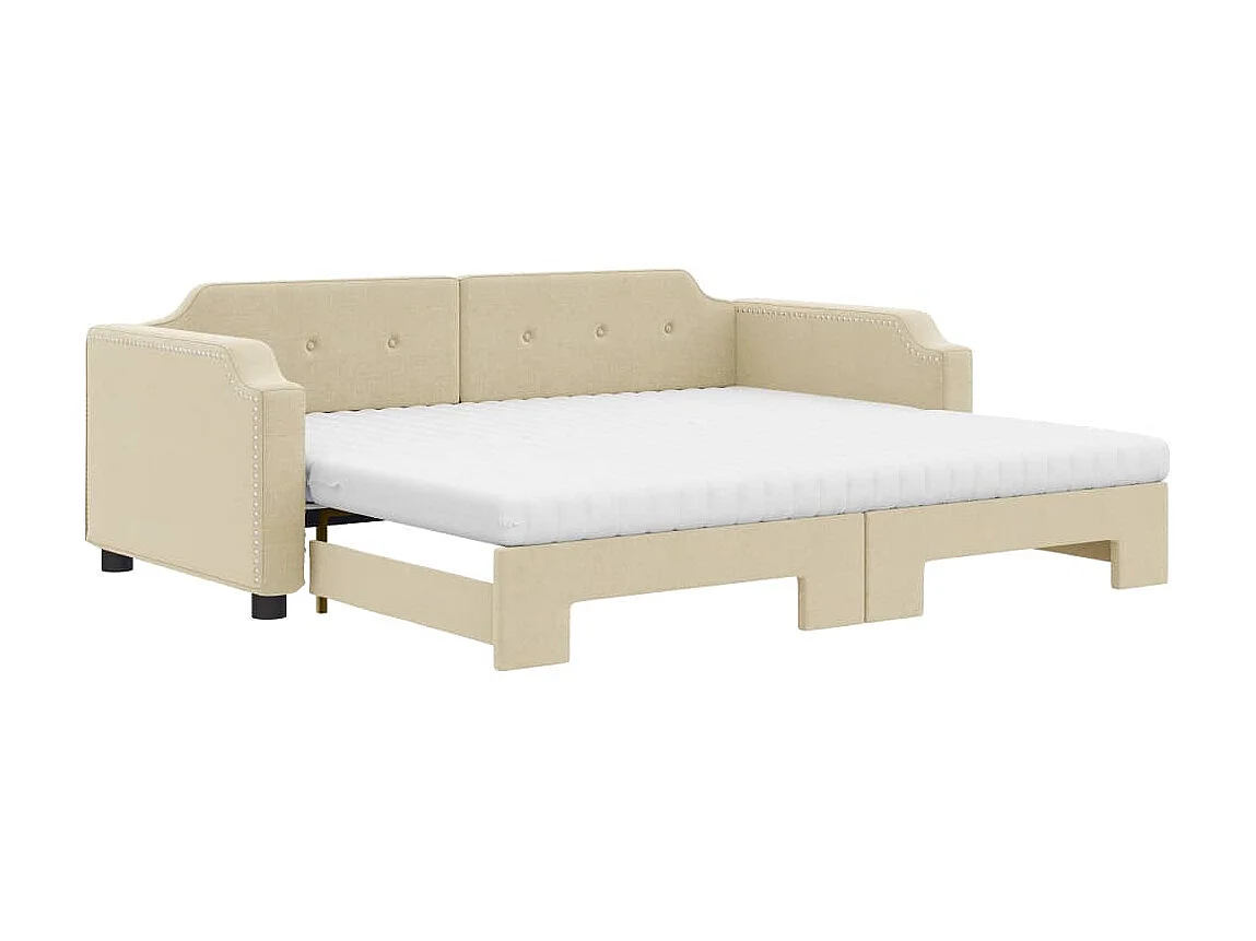 Divano Letto Estraibile con Materassi Crema 80x200 cm Tessuto CFW948095