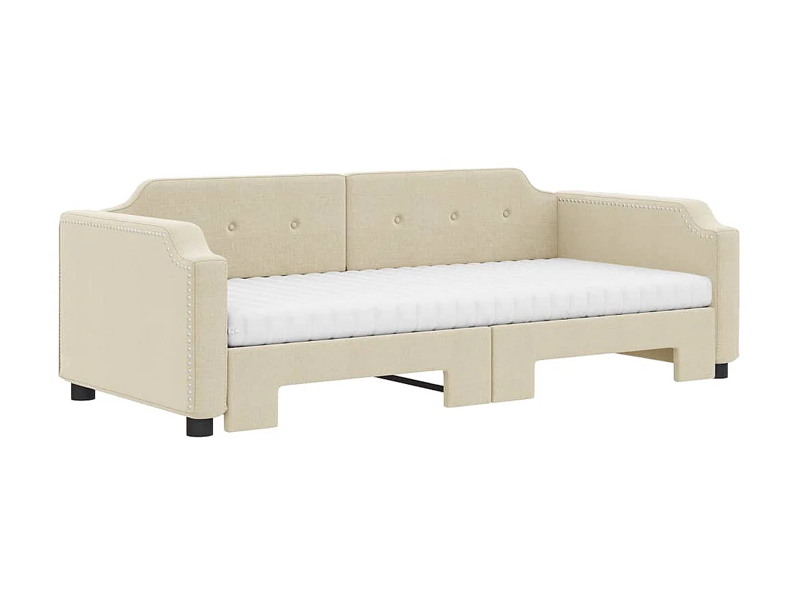 Divano Letto Estraibile con Materassi Crema 80x200 cm Tessuto CFW948095