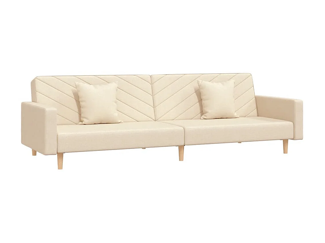 Divano Letto a 2 Posti con 2 Cuscini Crema in Tessuto CFW248702