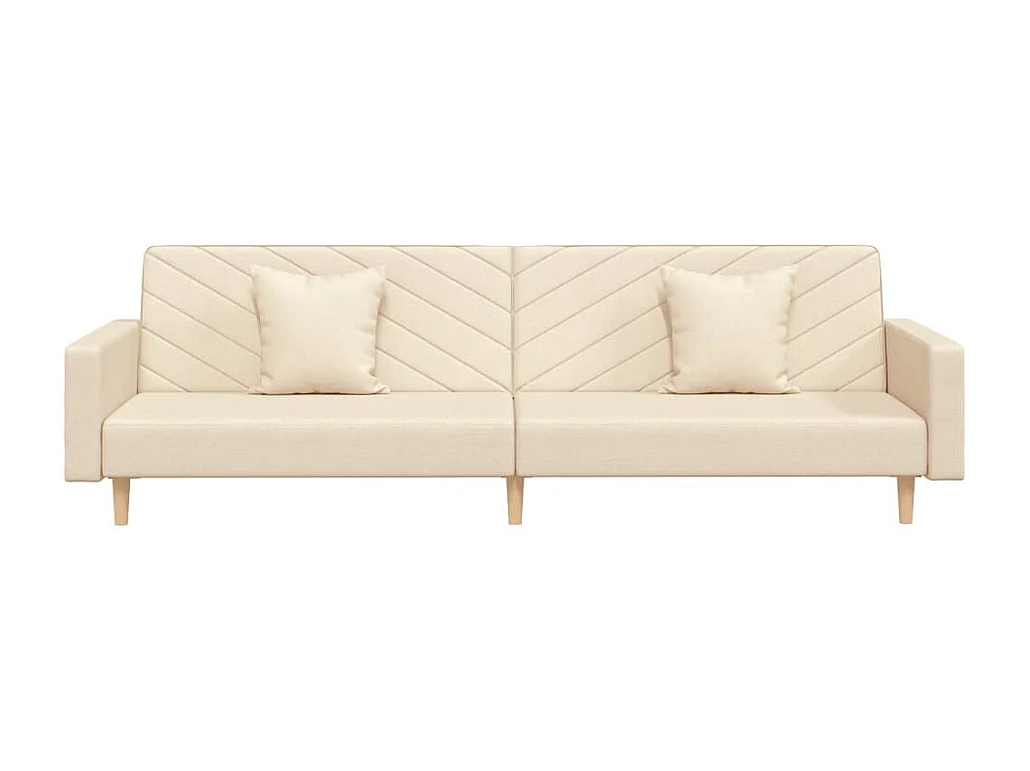 Divano Letto a 2 Posti con 2 Cuscini Crema in Tessuto CFW248702