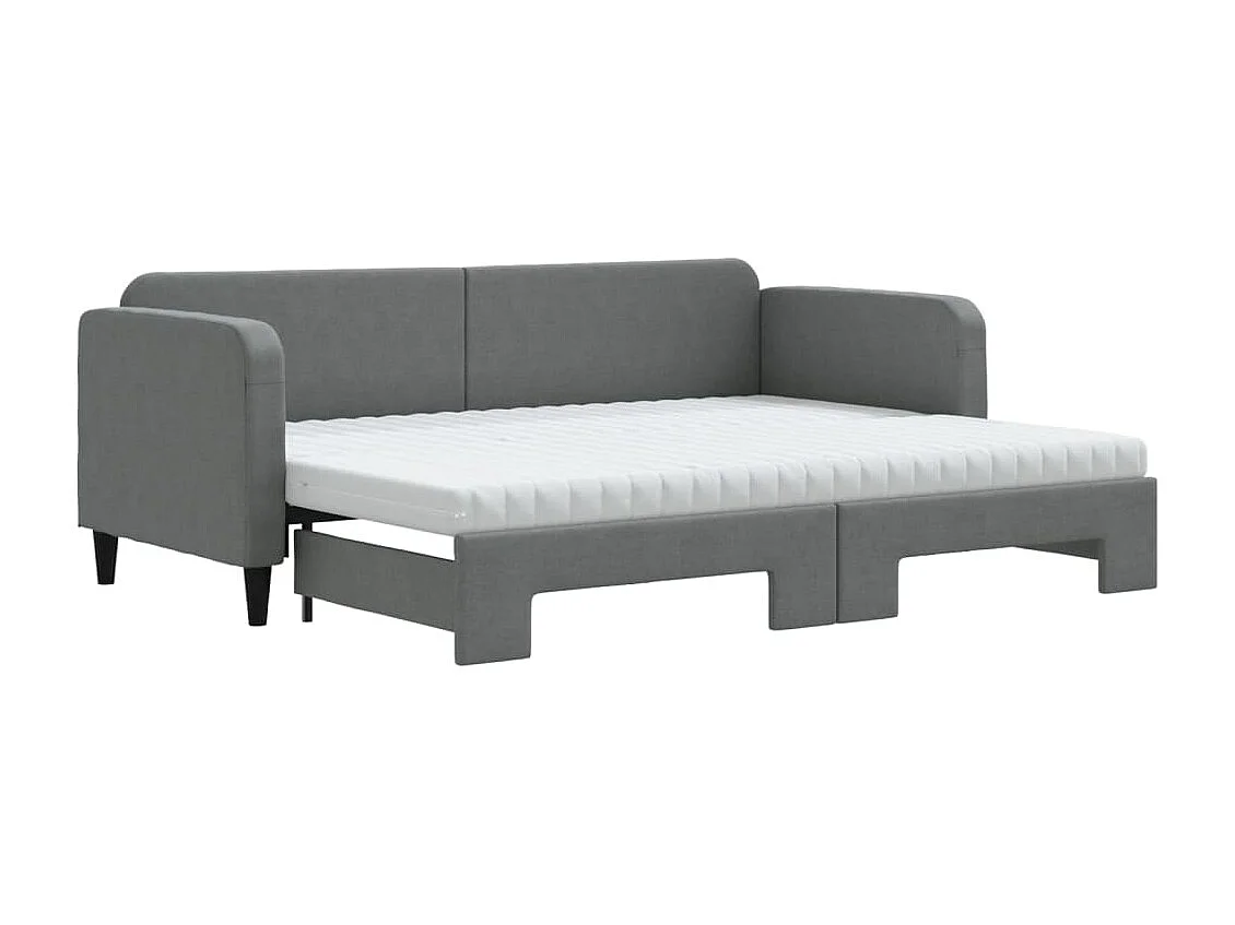 Tagesbett Ausziehbar,Ausziehbett mit Matratzen Dunkelgrau 80x200 cm Stoff -gkd47120