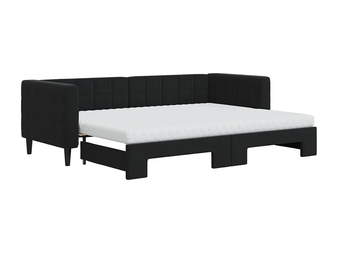 Tagesbett Ausziehbar,Ausziehbett mit Matratzen Schwarz 80x200 cm Samt -gkd35289