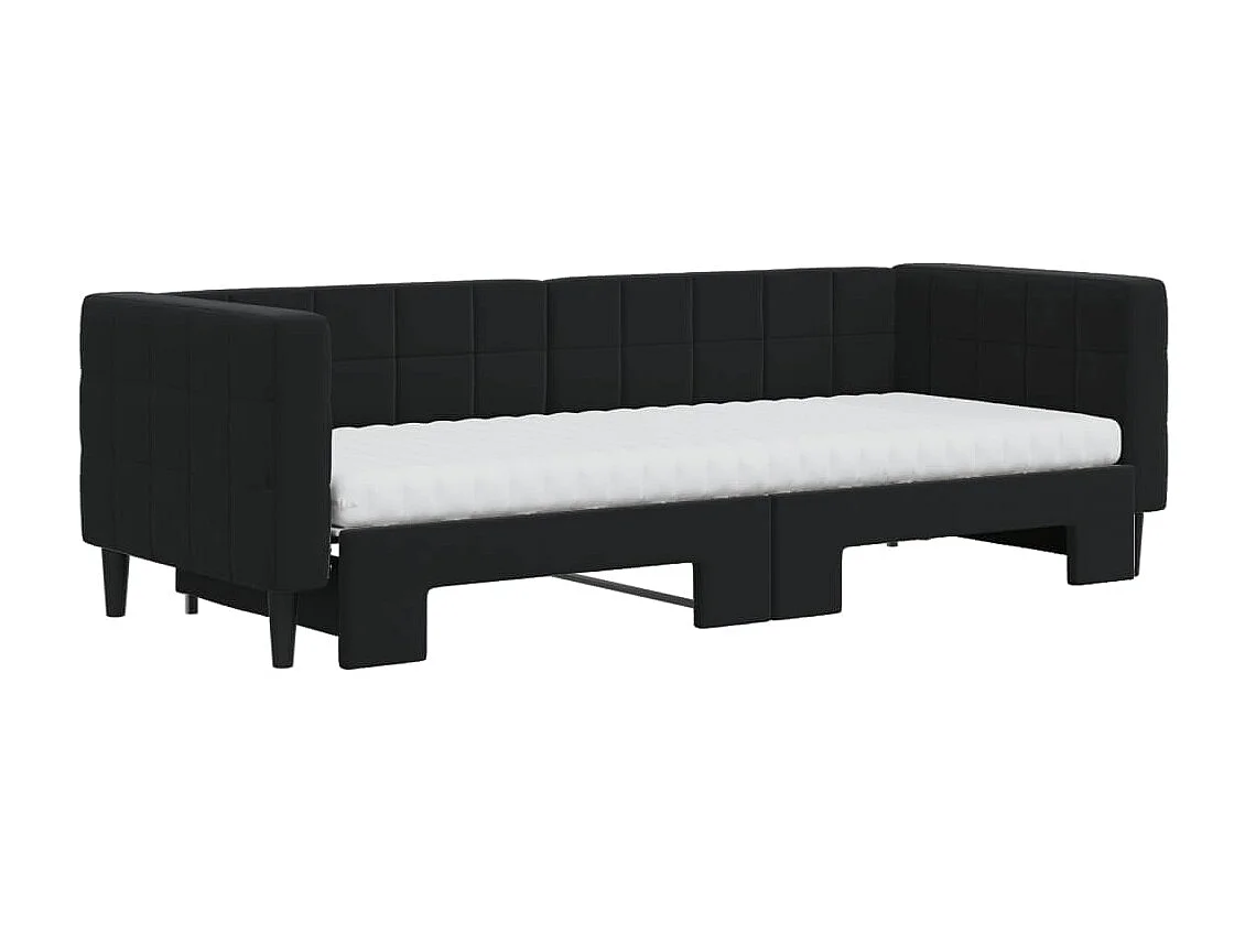 Tagesbett Ausziehbar,Ausziehbett mit Matratzen Schwarz 80x200 cm Samt -gkd35289