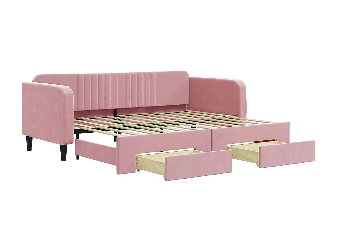 Tagesbett Ausziehbar,Ausziehbett mit Schubladen Rosa 90x200 cm Samt -gkd52794