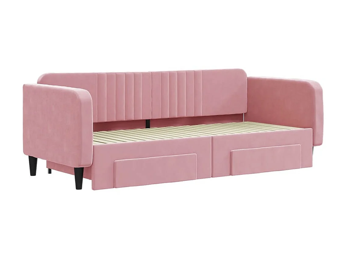 Tagesbett Ausziehbar,Ausziehbett mit Schubladen Rosa 90x200 cm Samt -gkd52794