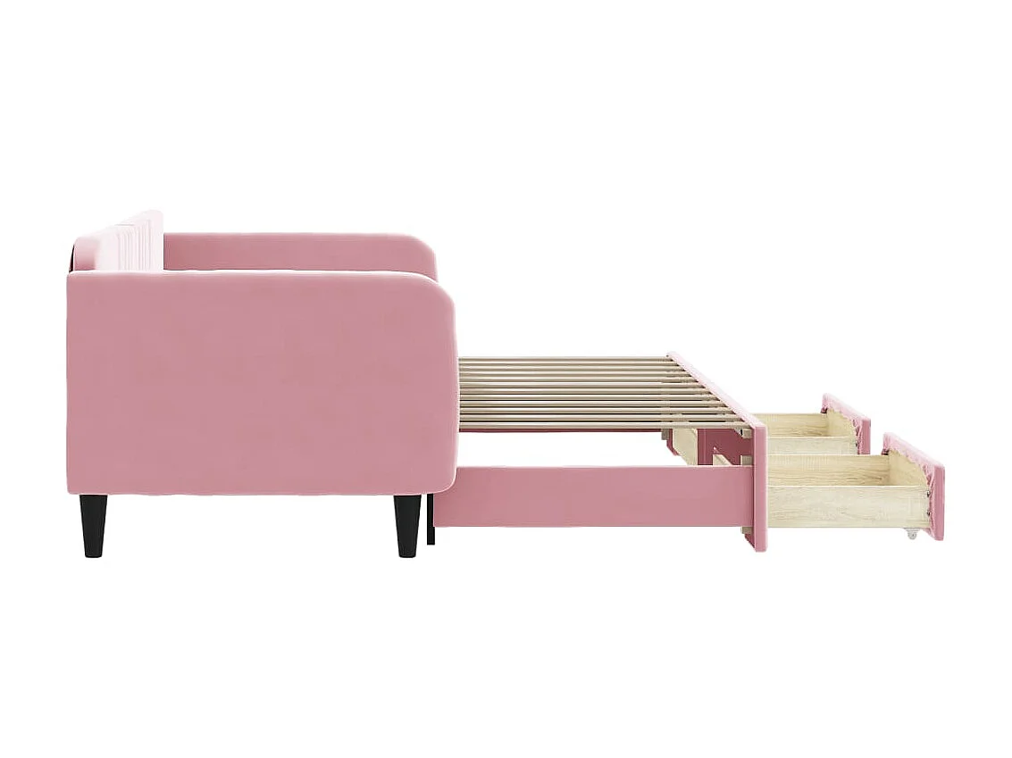 Tagesbett Ausziehbar,Ausziehbett mit Schubladen Rosa 90x200 cm Samt -gkd52794