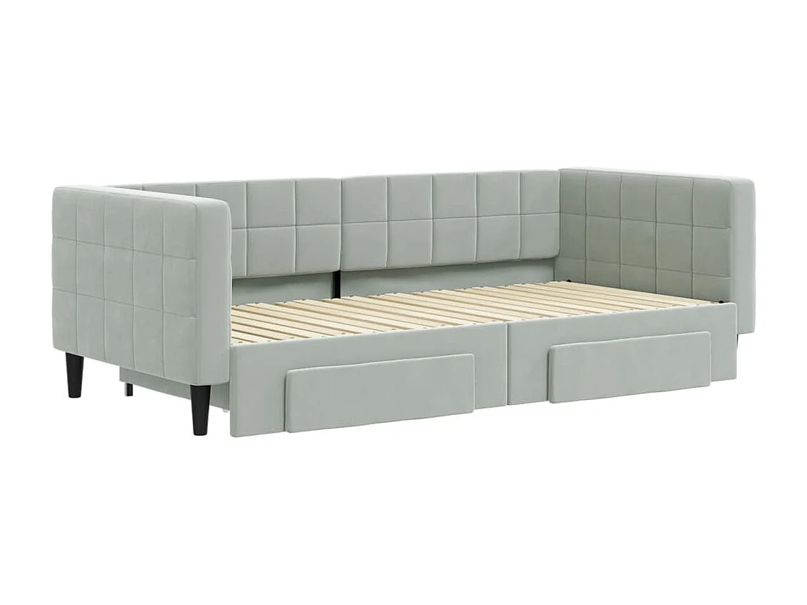 Tagesbett Ausziehbar,Ausziehbett mit Schubladen Hellgrau 90x190 cm Samt -gkd18730