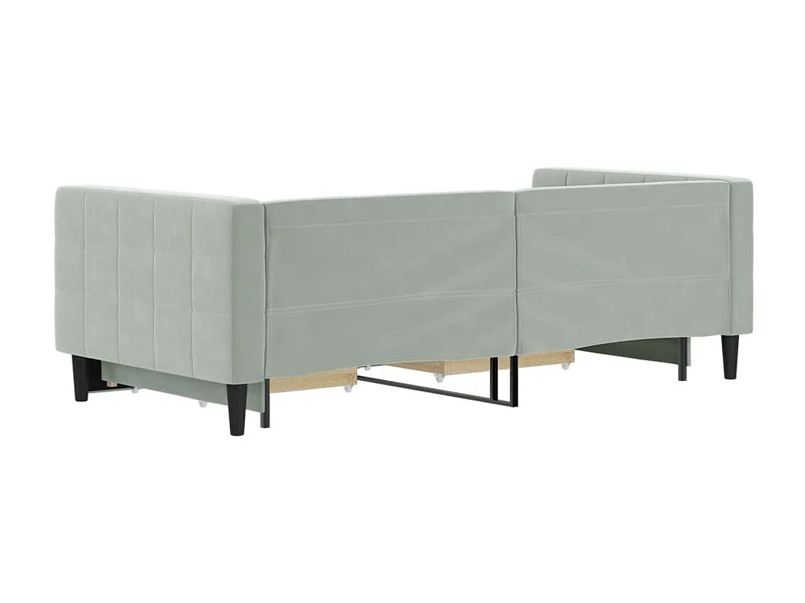 Tagesbett Ausziehbar,Ausziehbett mit Schubladen Hellgrau 90x190 cm Samt -gkd18730