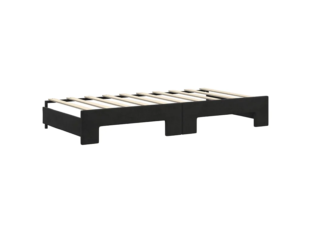 Tagesbett Ausziehbar,Ausziehbett mit Matratzen Schwarz 90x190 cm Samt -gkd45210