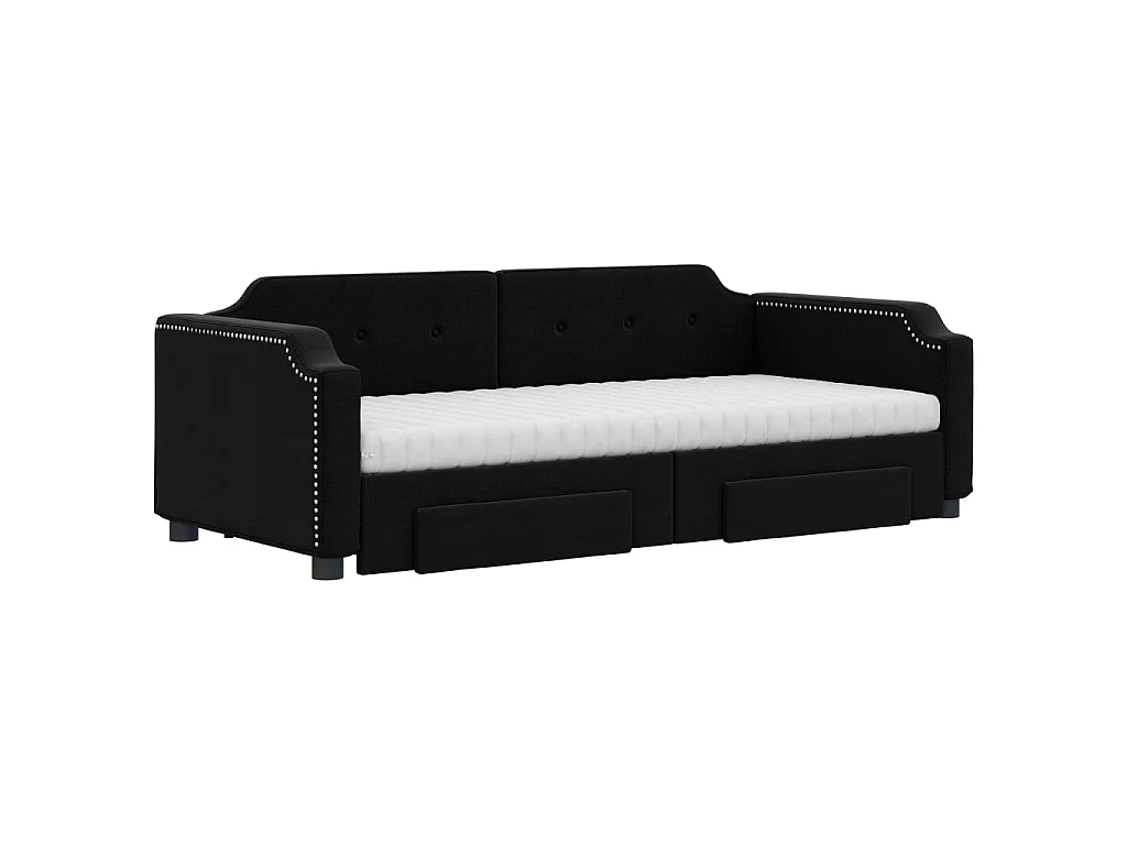 Tagesbett Ausziehbar,Ausziehbett mit Schubladen Schwarz 90x190 cm Stoff -gkd34675