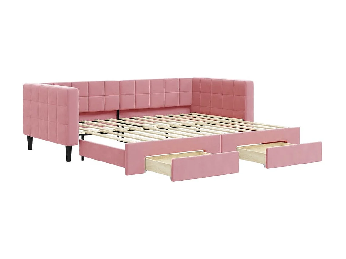 Tagesbett Ausziehbar,Ausziehbett mit Schubladen Rosa 90x200 cm Samt -gkd59065