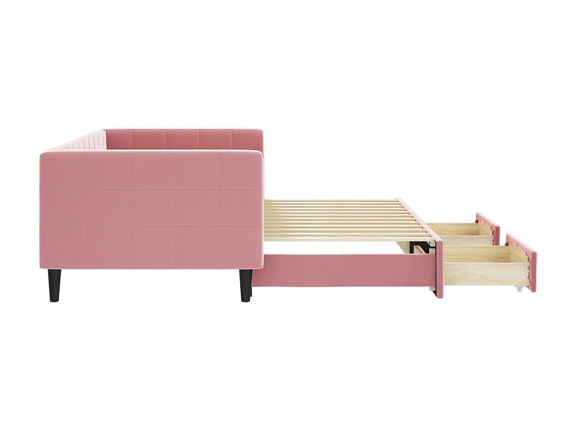Tagesbett Ausziehbar,Ausziehbett mit Schubladen Rosa 90x200 cm Samt -gkd59065