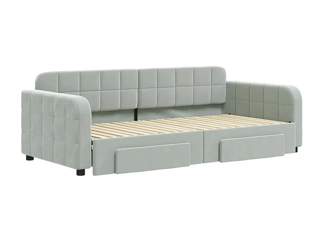 Tagesbett Ausziehbar,Ausziehbett mit Schubladen Hellgrau 90x190 cm Samt -gkd59996